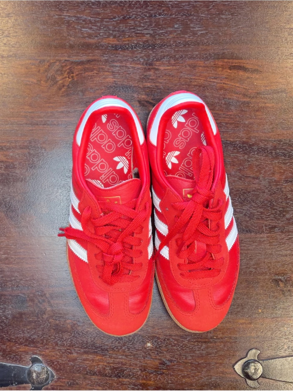 adidas Red and White Classic Lace-Up Sneakers